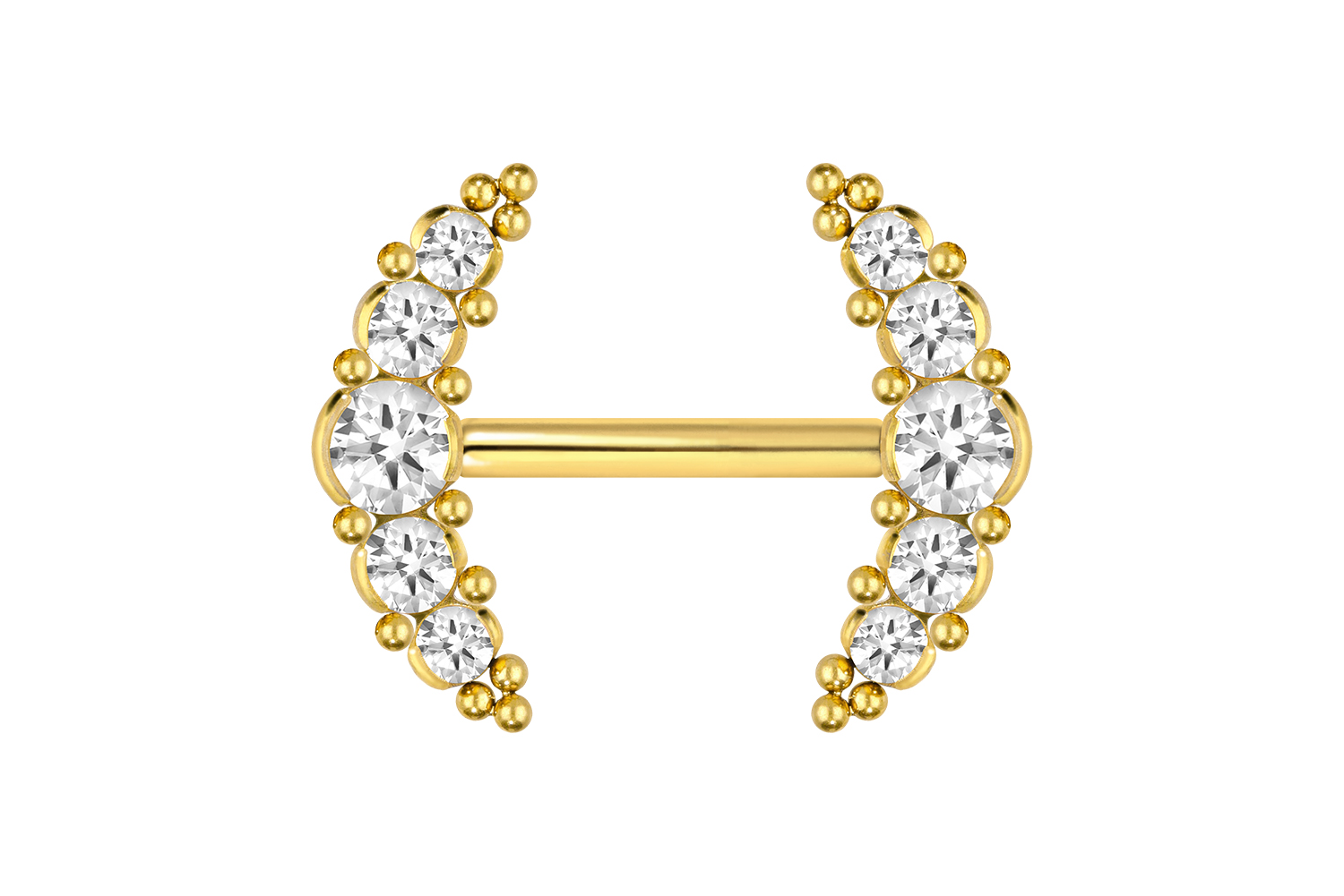 Titan Barbell Piercing mit Push Fit 5 KRISTALLE + KUGELN